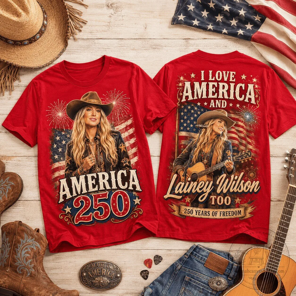 Lainey Wilson Country Music Shirt, America 250 Years of Freedom T-Shirt