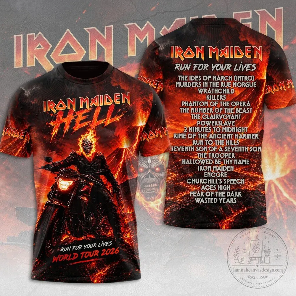 2026 Iron Maiden Concert T-Shirt for the Run For Your Lives World Tour