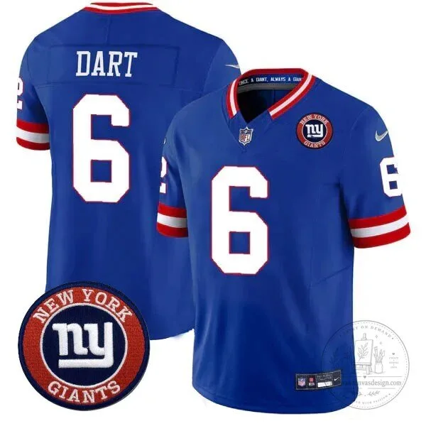 Jaxson Dart New York Giants Royal Blue American Football Jersey