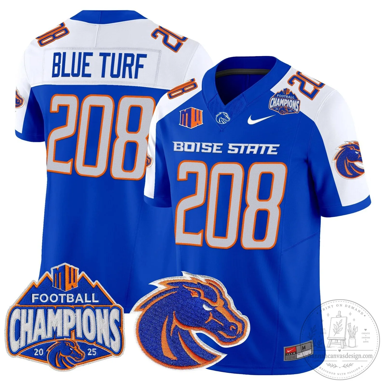Boise State Broncos Football 2025 Mountain West Champions Jersey 55 Boise State Broncos Football 2025 Mountain West Champions Jersey