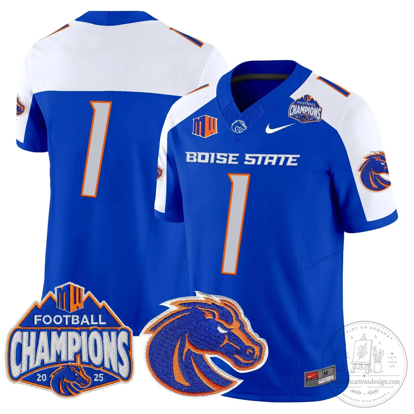 Boise State Broncos Football 2025 Mountain West Champions Jersey 62 Boise State Broncos Football 2025 Mountain West Champions Jersey