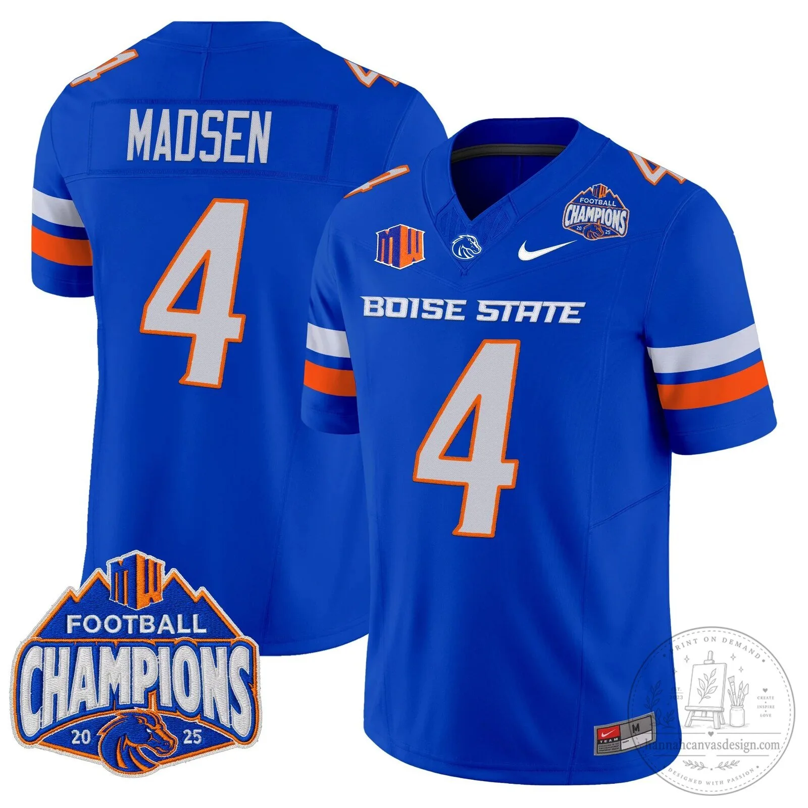Boise State Broncos Football 2025 Mountain West Champions Jersey 72 Boise State Broncos Football 2025 Mountain West Champions Jersey