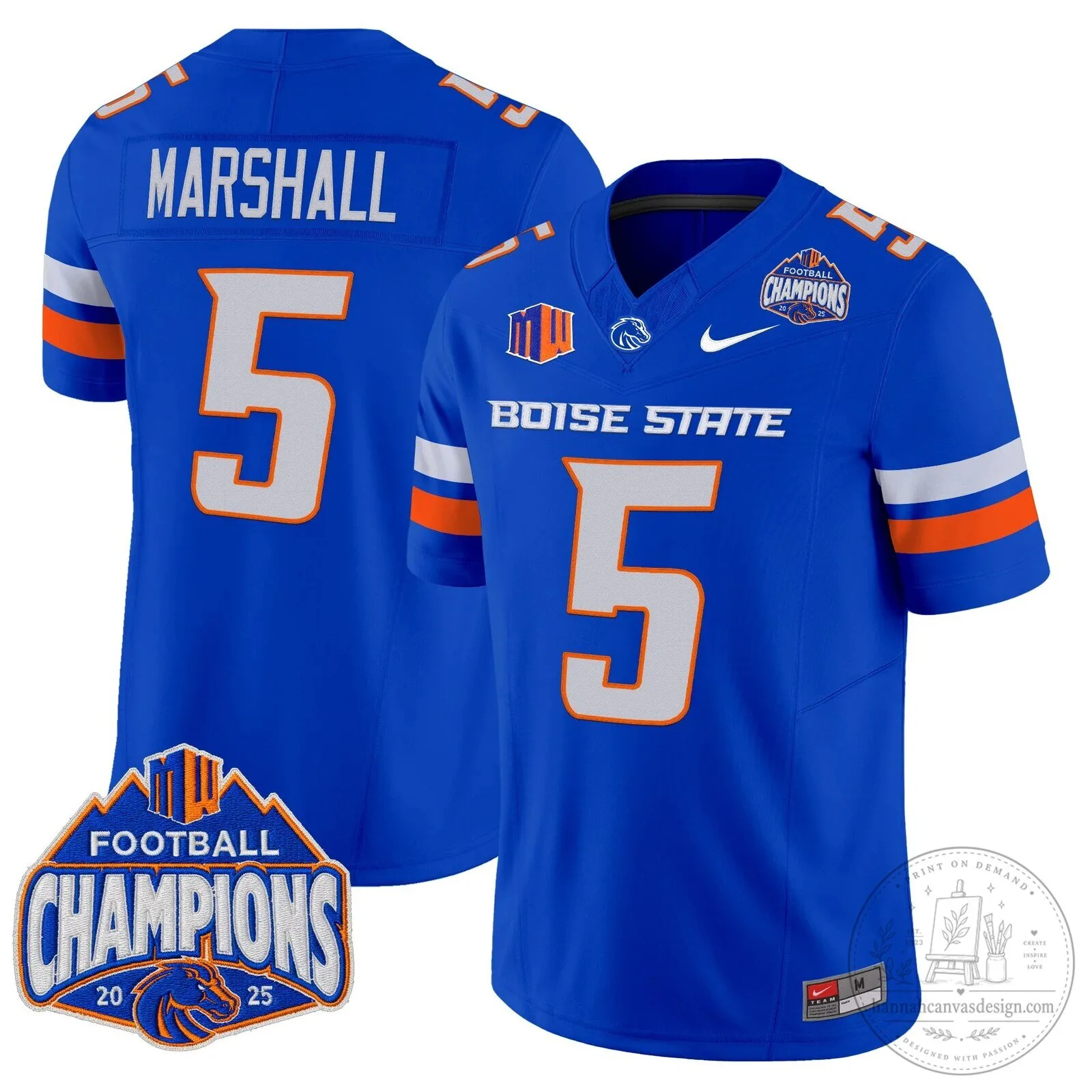 Boise State Broncos Football 2025 Mountain West Champions Jersey 75 Boise State Broncos Football 2025 Mountain West Champions Jersey