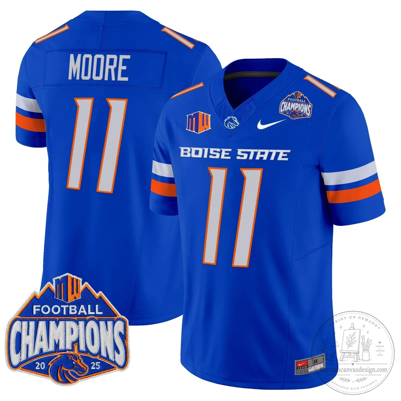 Boise State Broncos Football 2025 Mountain West Champions Jersey 77 Boise State Broncos Football 2025 Mountain West Champions Jersey