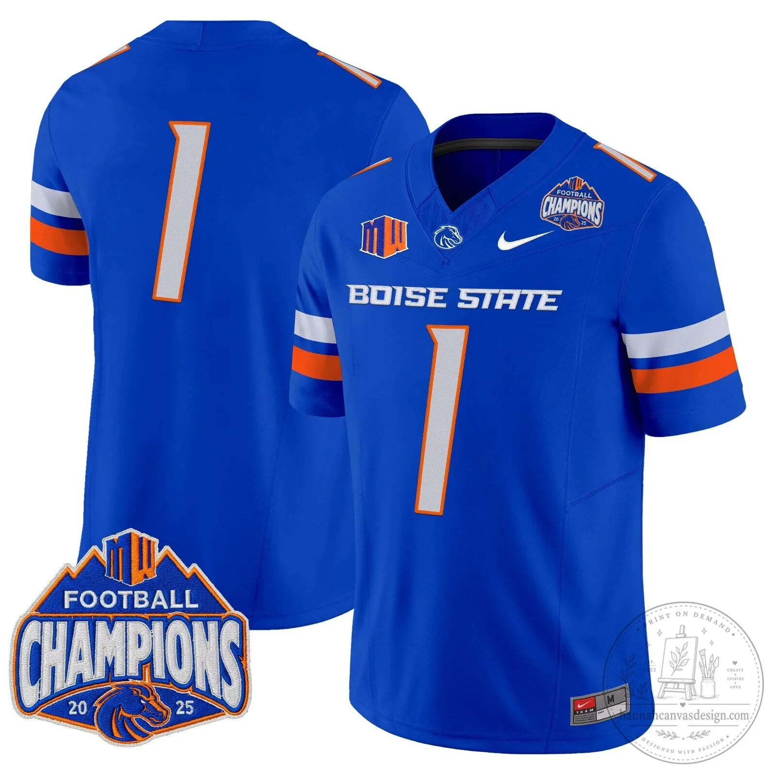 Boise State Broncos Football 2025 Mountain West Champions Jersey 80 Boise State Broncos Football 2025 Mountain West Champions Jersey