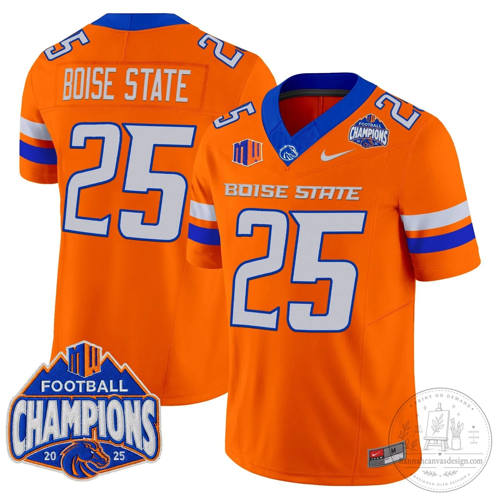 Boise State Broncos Football 2025 Mountain West Champions Jersey 88 Boise State Broncos Football 2025 Mountain West Champions Jersey