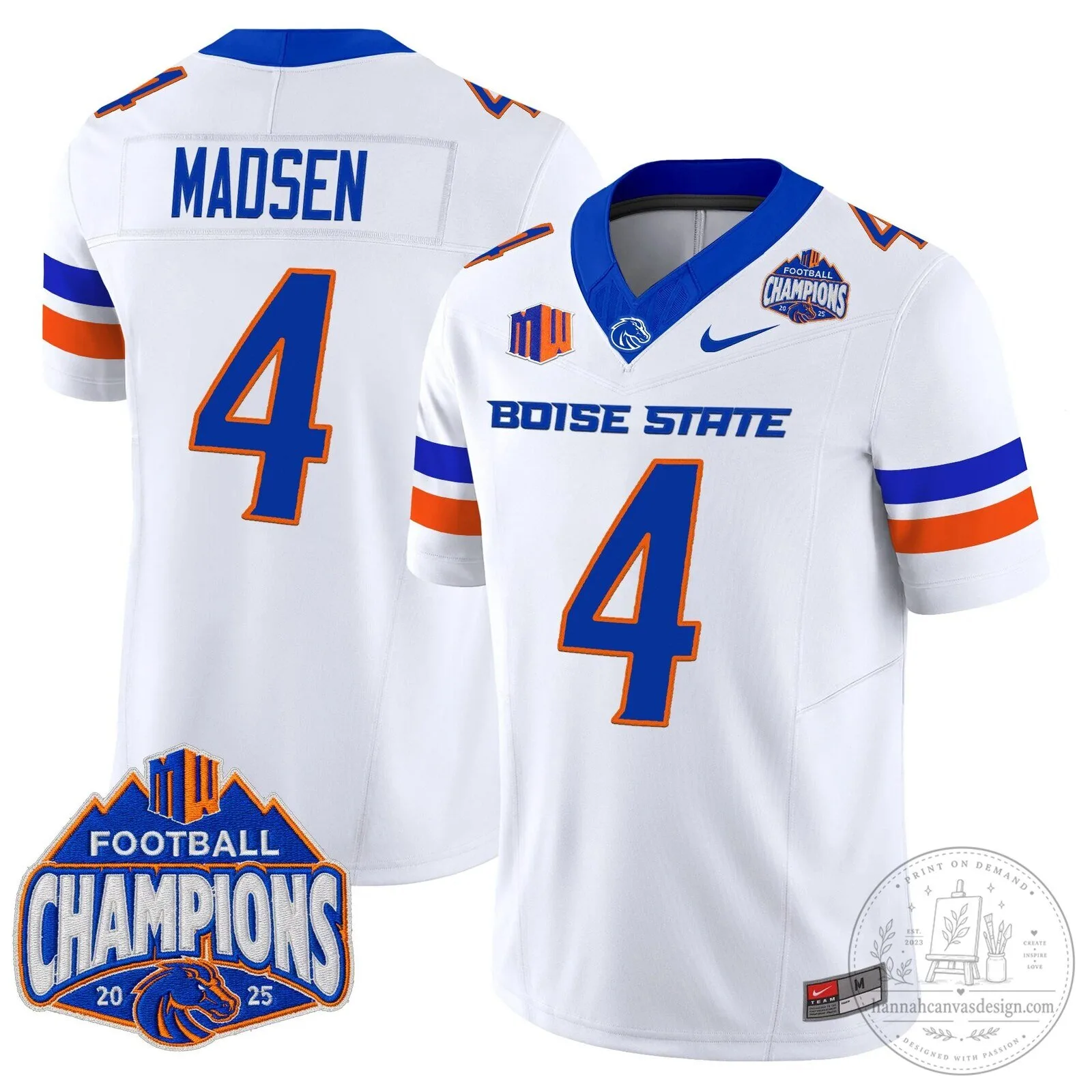 Boise State Broncos Football 2025 Mountain West Champions Jersey 90 Boise State Broncos Football 2025 Mountain West Champions Jersey