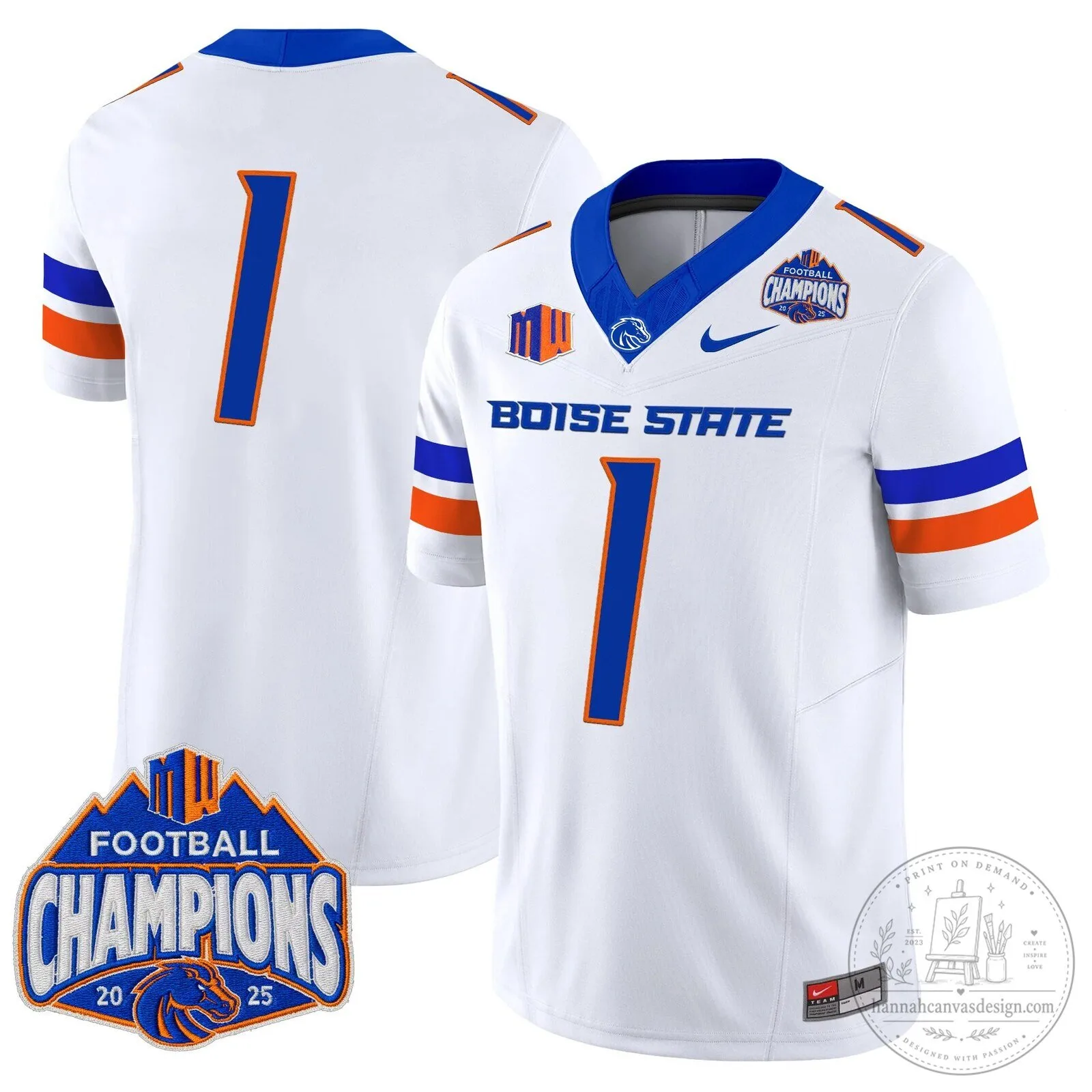 Boise State Broncos Football 2025 Mountain West Champions Jersey 98 Boise State Broncos Football 2025 Mountain West Champions Jersey