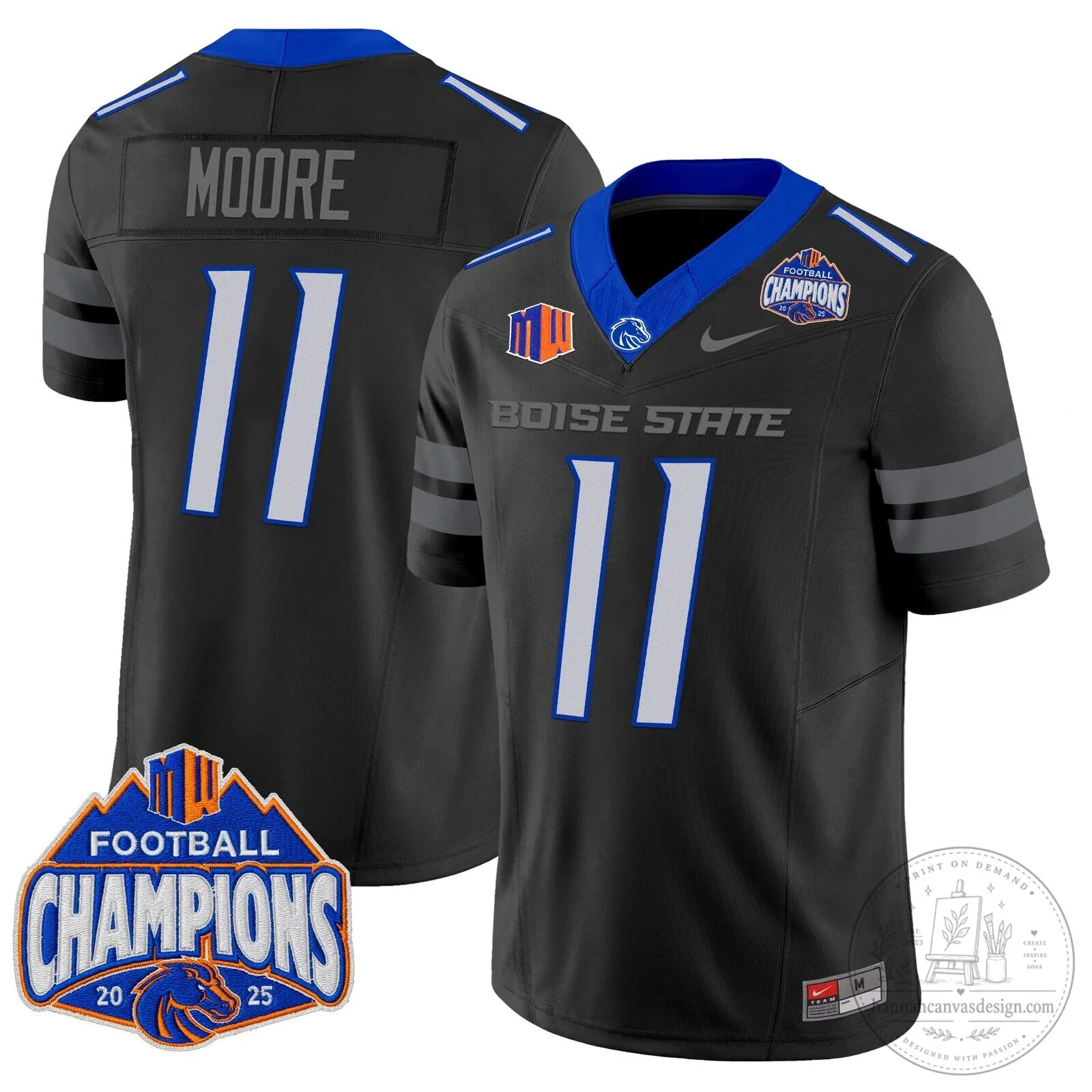 Boise State Broncos Football 2025 Mountain West Champions Jersey 104 Boise State Broncos Football 2025 Mountain West Champions Jersey
