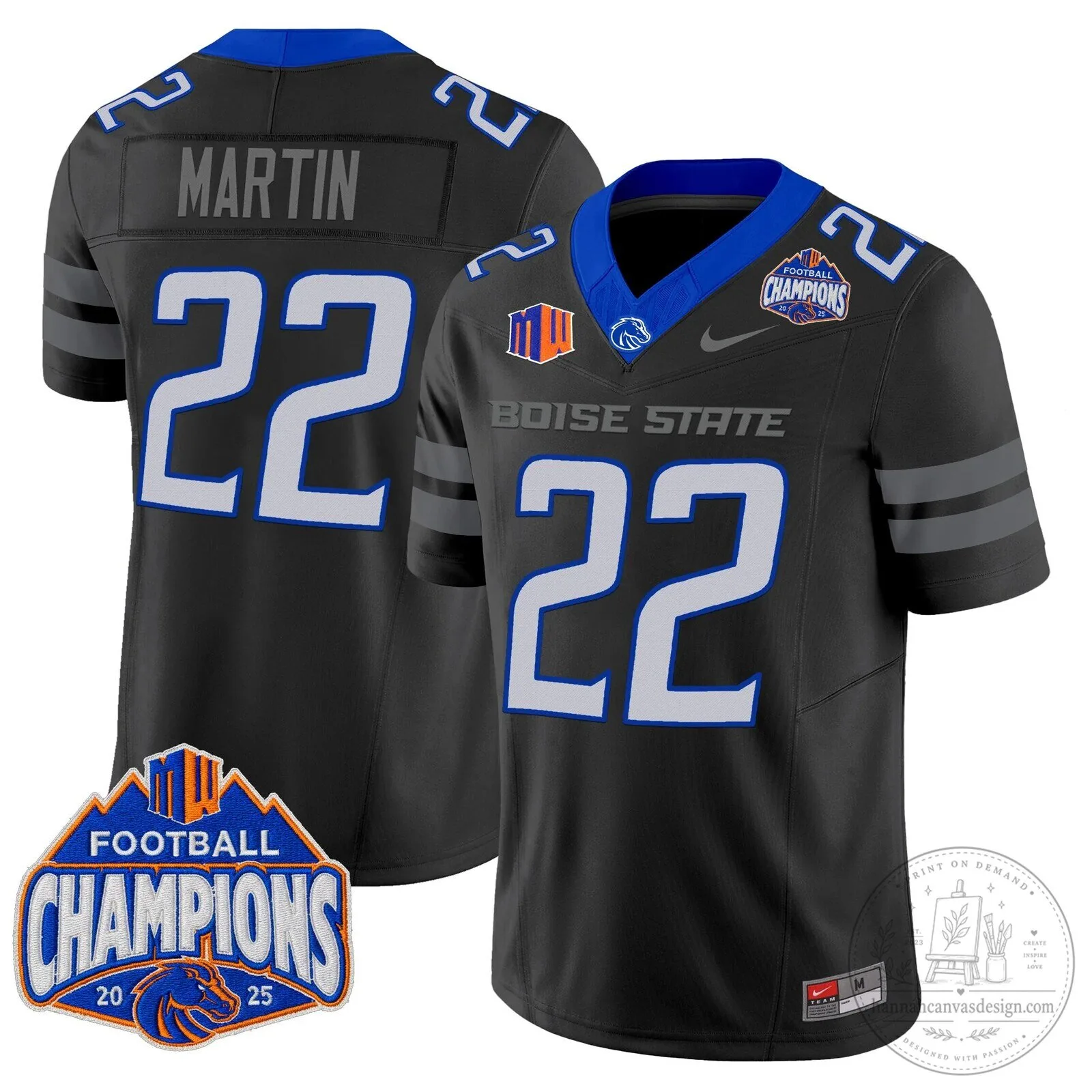 Boise State Broncos Football 2025 Mountain West Champions Jersey 105 Boise State Broncos Football 2025 Mountain West Champions Jersey