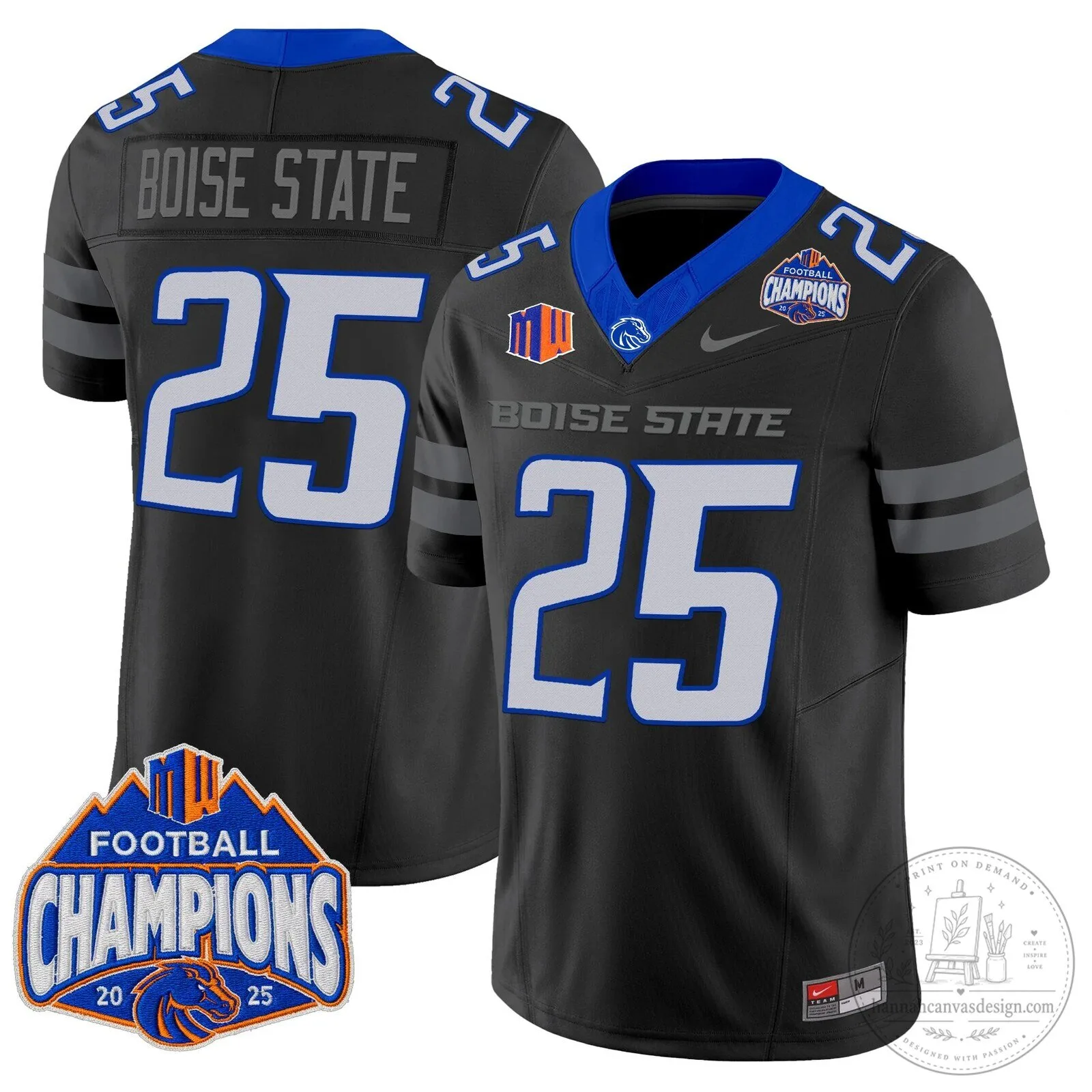 Boise State Broncos Football 2025 Mountain West Champions Jersey 106 Boise State Broncos Football 2025 Mountain West Champions Jersey