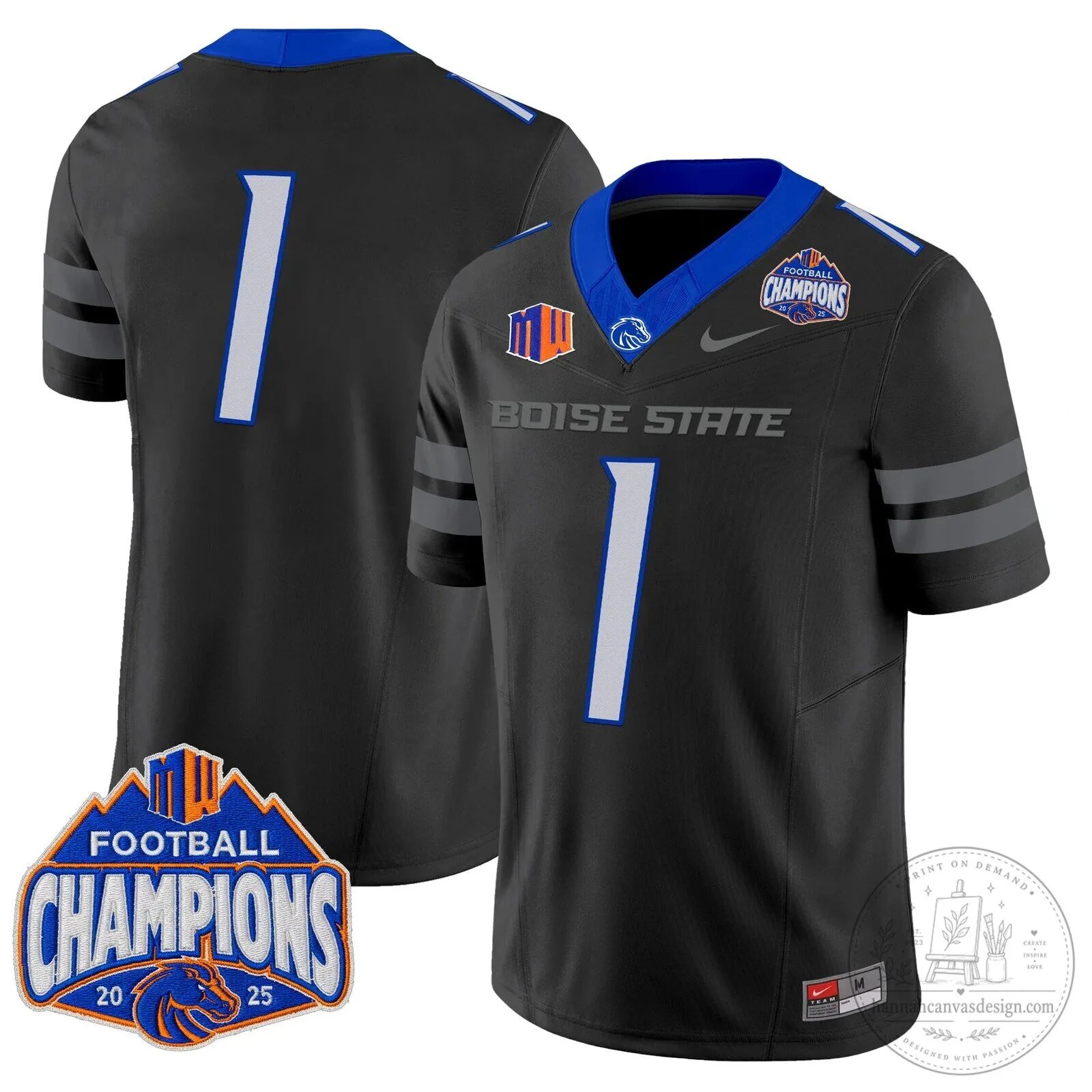 Boise State Broncos Football 2025 Mountain West Champions Jersey 107 Boise State Broncos Football 2025 Mountain West Champions Jersey