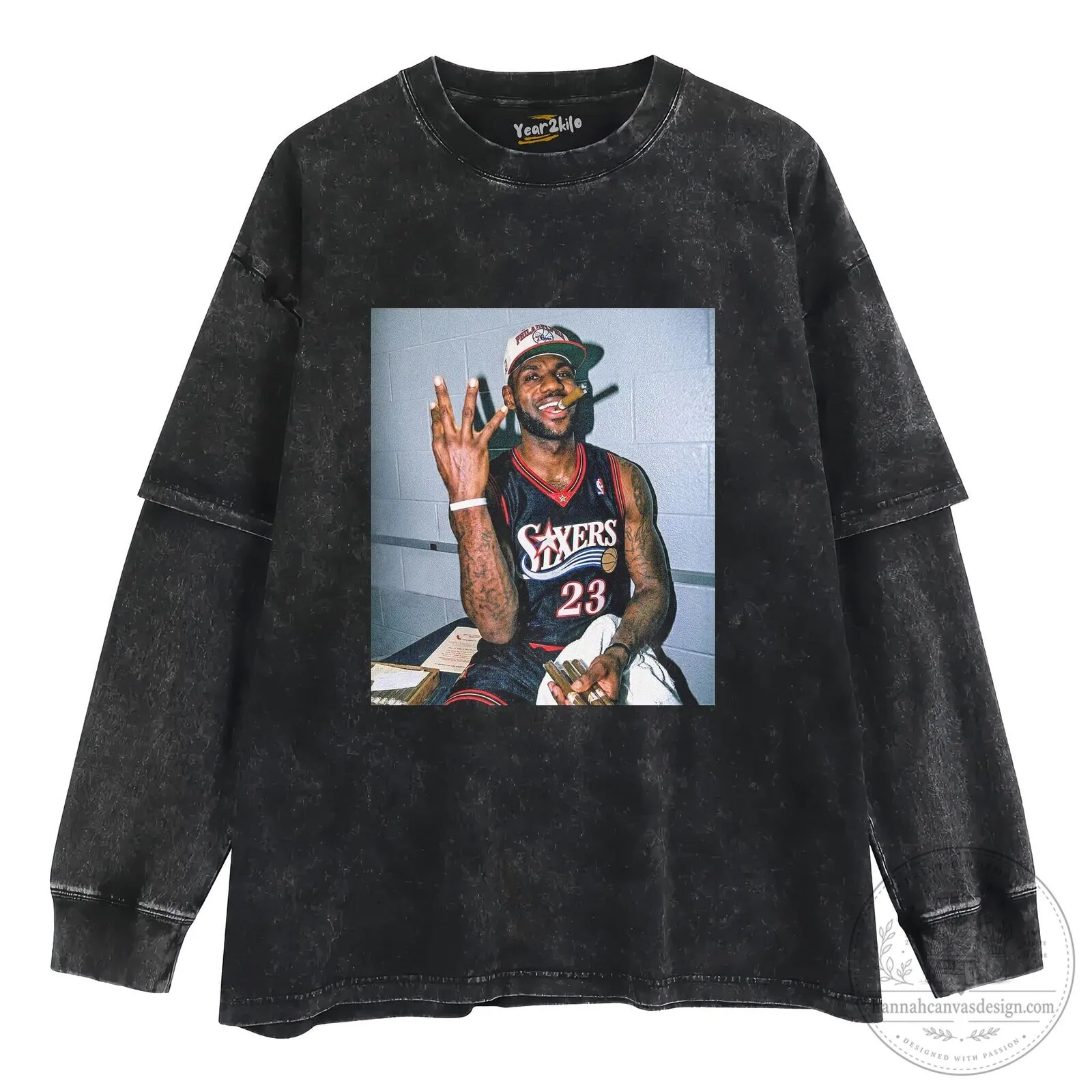 LeBron James Philadelphia 76ers Black Basketball Graphic T-Shirt 10 LeBron James Philadelphia 76ers Black Basketball Graphic T-Shirt