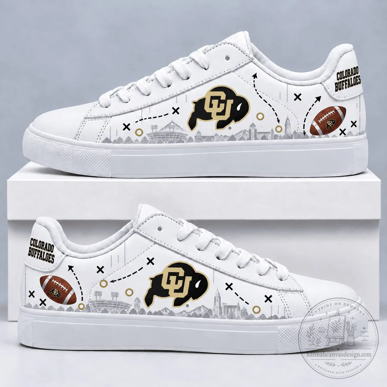 Colorado Buffaloes NCAA Football Team White Low-Top Sneakers
