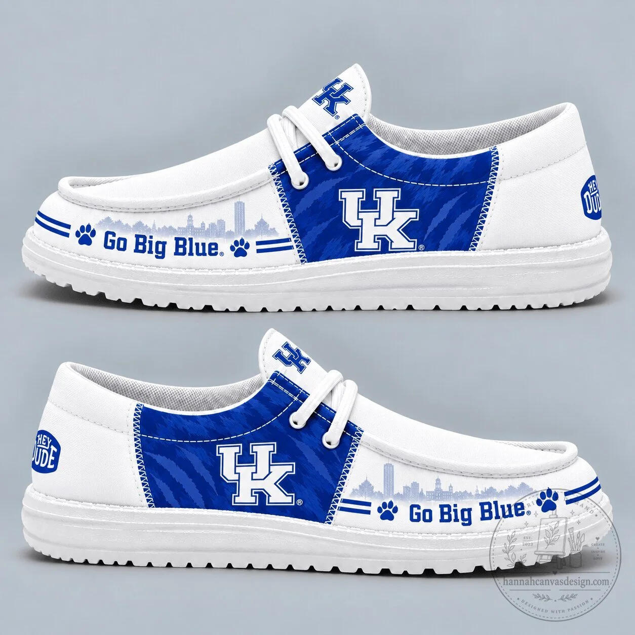 Kentucky Wildcats Go Big Blue Football Team Fan Slip-On Loafers