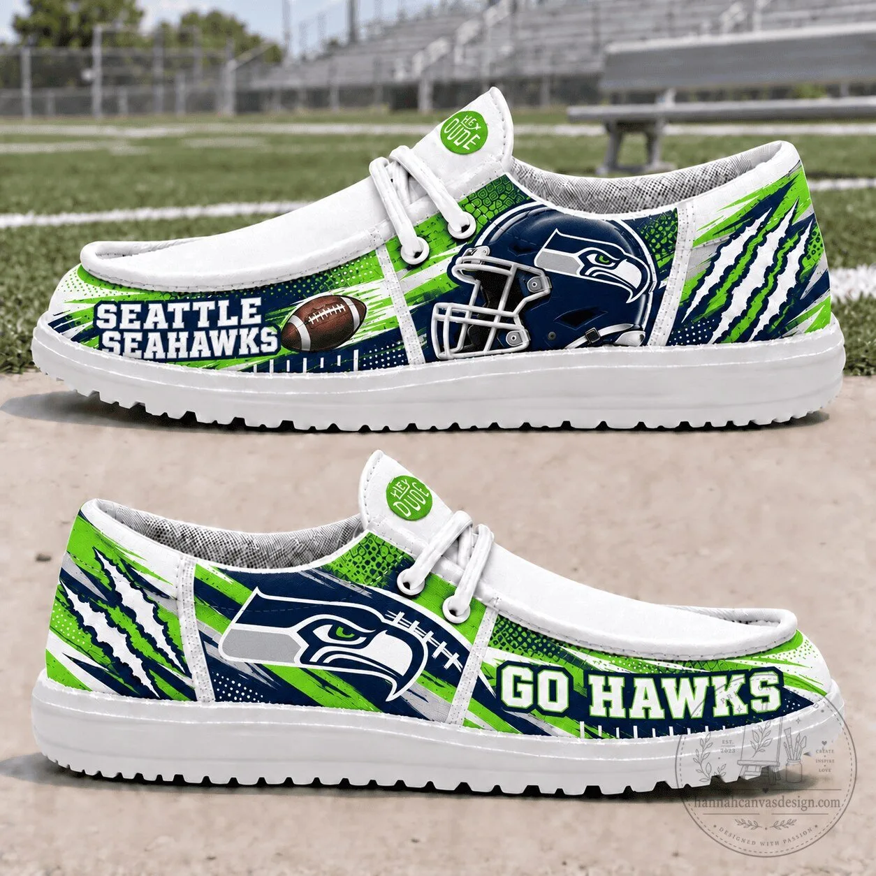 Seattle Seahawks Football Team Helmet Slip-On Loafers Shoes