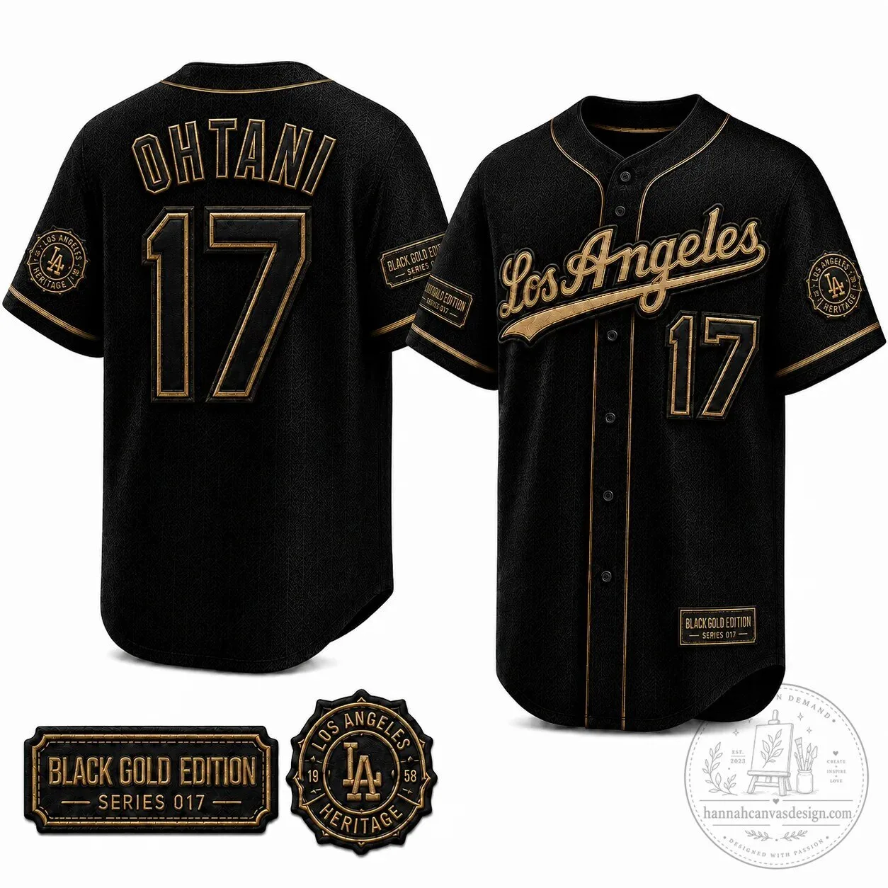 Shohei Ohtani Los Angeles Black Gold Edition Baseball Jersey