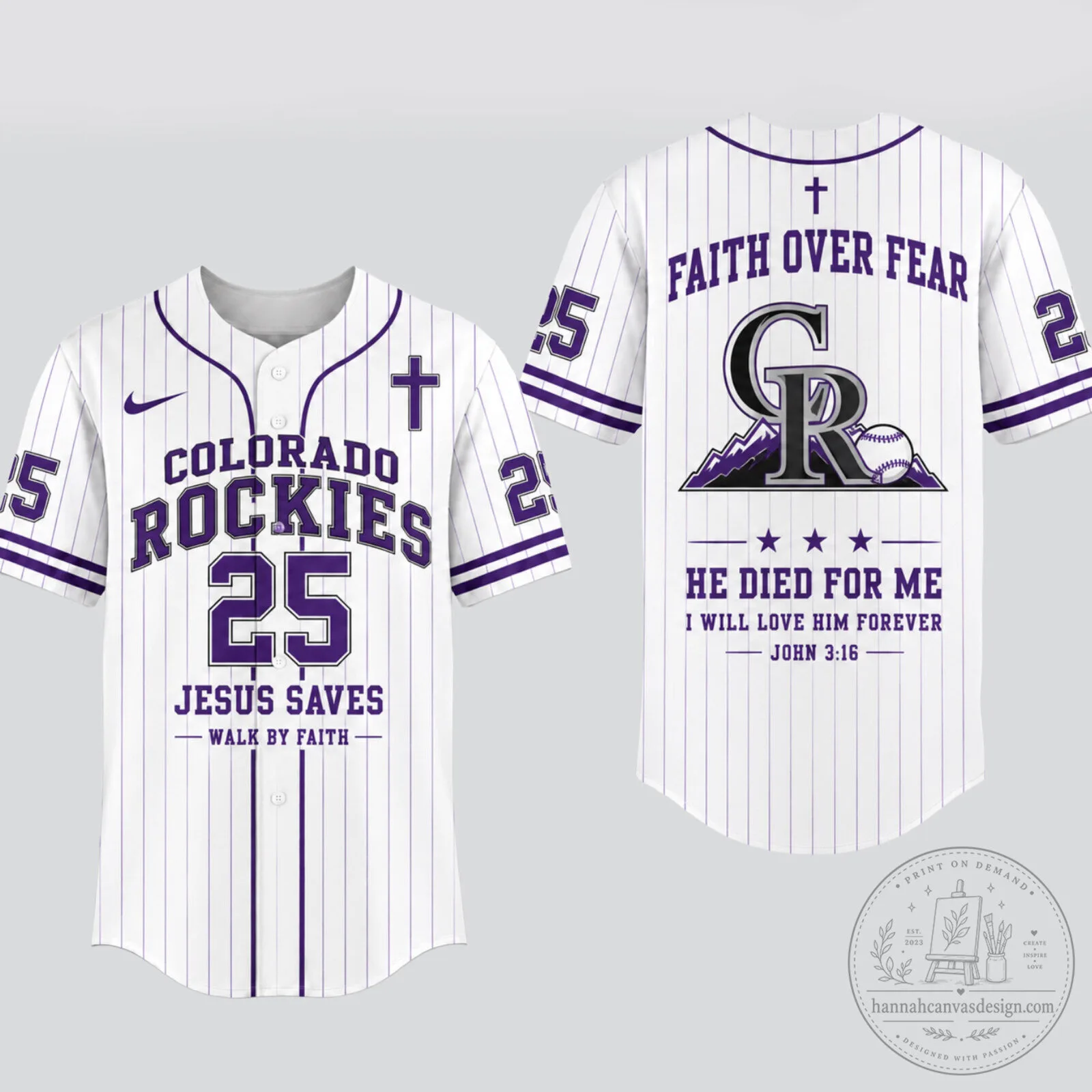 Colorado Rockies Baseball Jersey Faith Over Fear Jesus Saves Walk By Faith