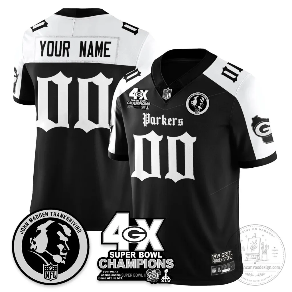 GB Gothic Vapor Limited Custom Jersey - John Madden Patch - Stitched GB Gothic Vapor Limited Custom Jersey - John Madden Patch - Stitched