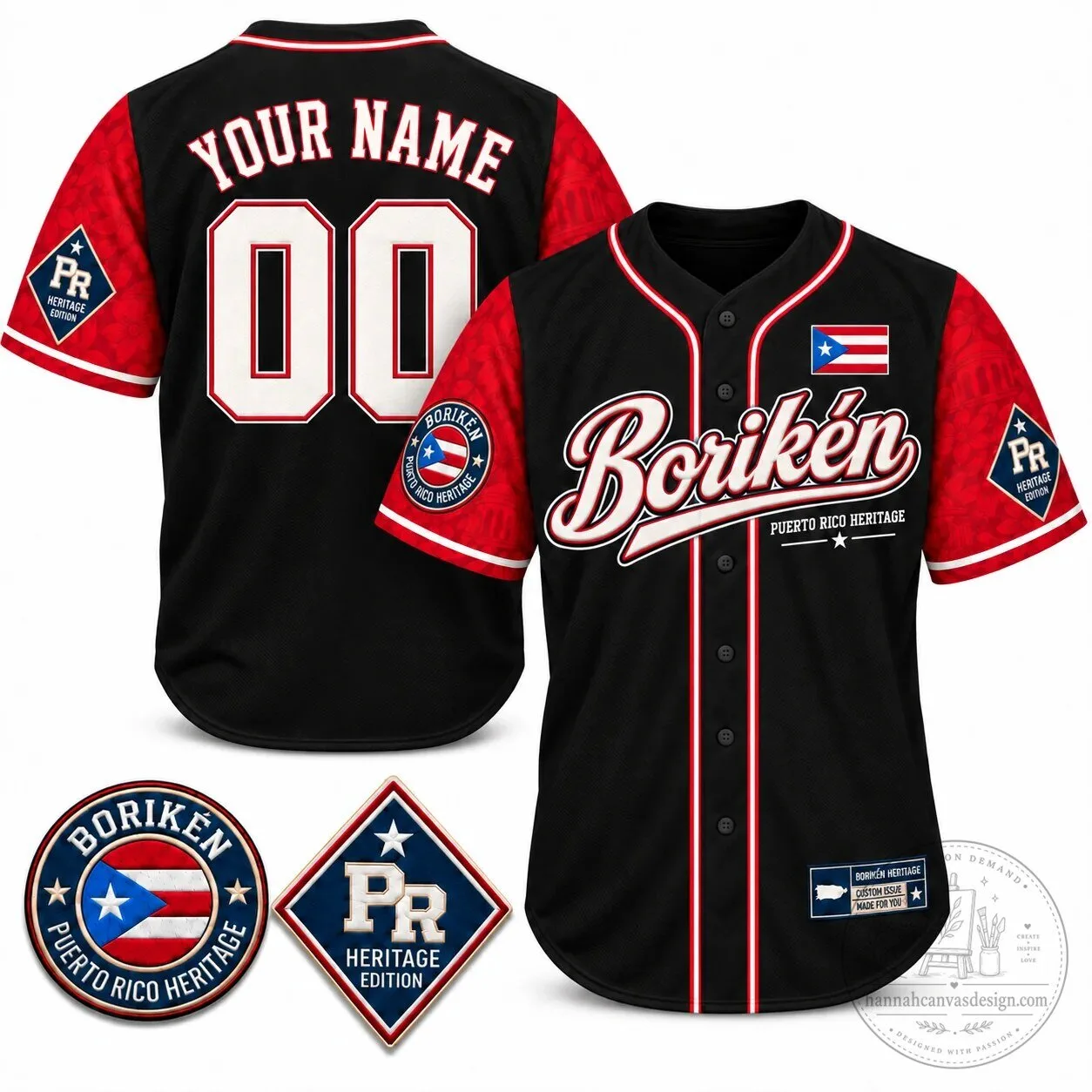 Puerto Rico Boriken Heritage Custom Name Baseball Jersey 6 Puerto Rico Boriken Heritage Custom Name Baseball Jersey