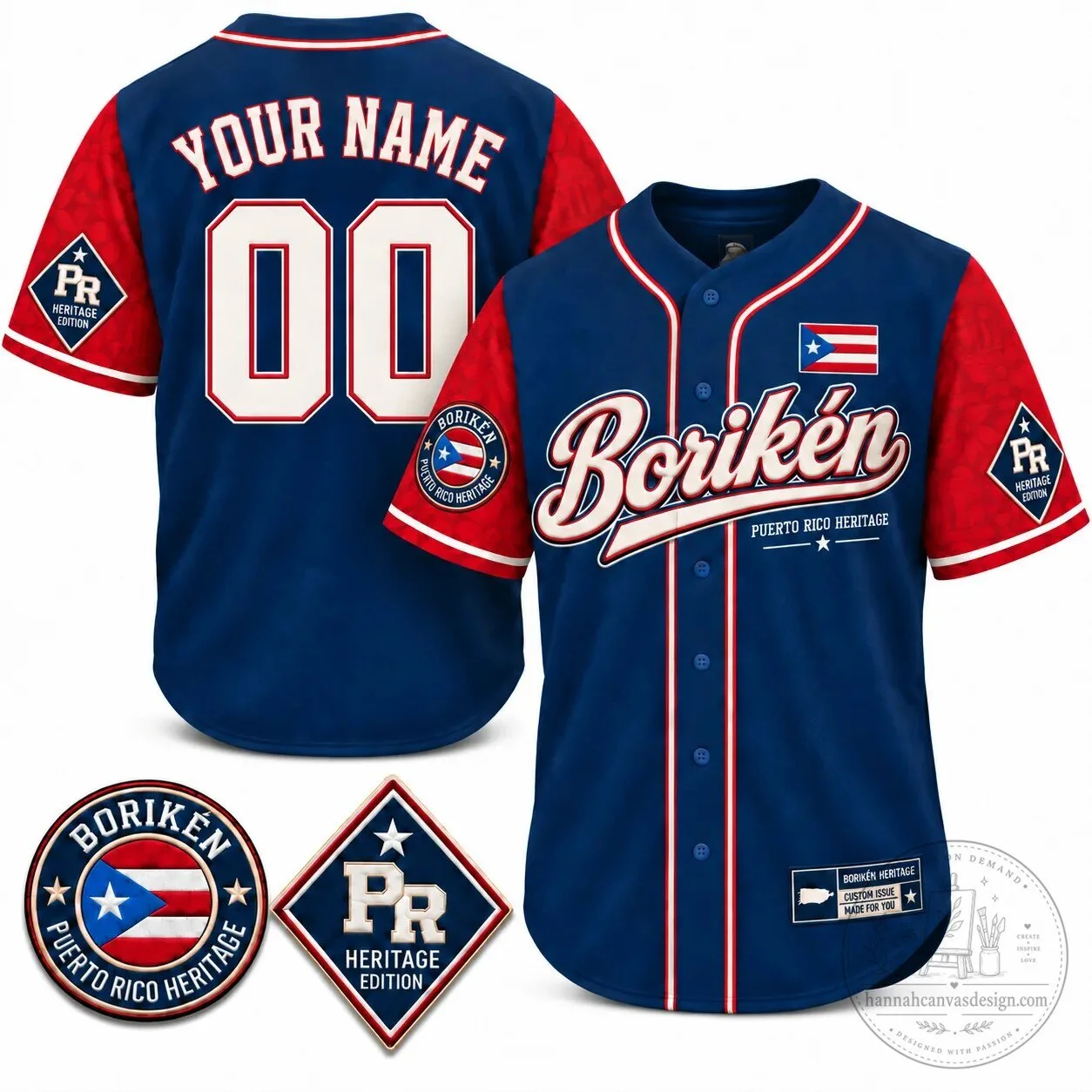 Puerto Rico Boriken Heritage Custom Name Baseball Jersey 7 Puerto Rico Boriken Heritage Custom Name Baseball Jersey