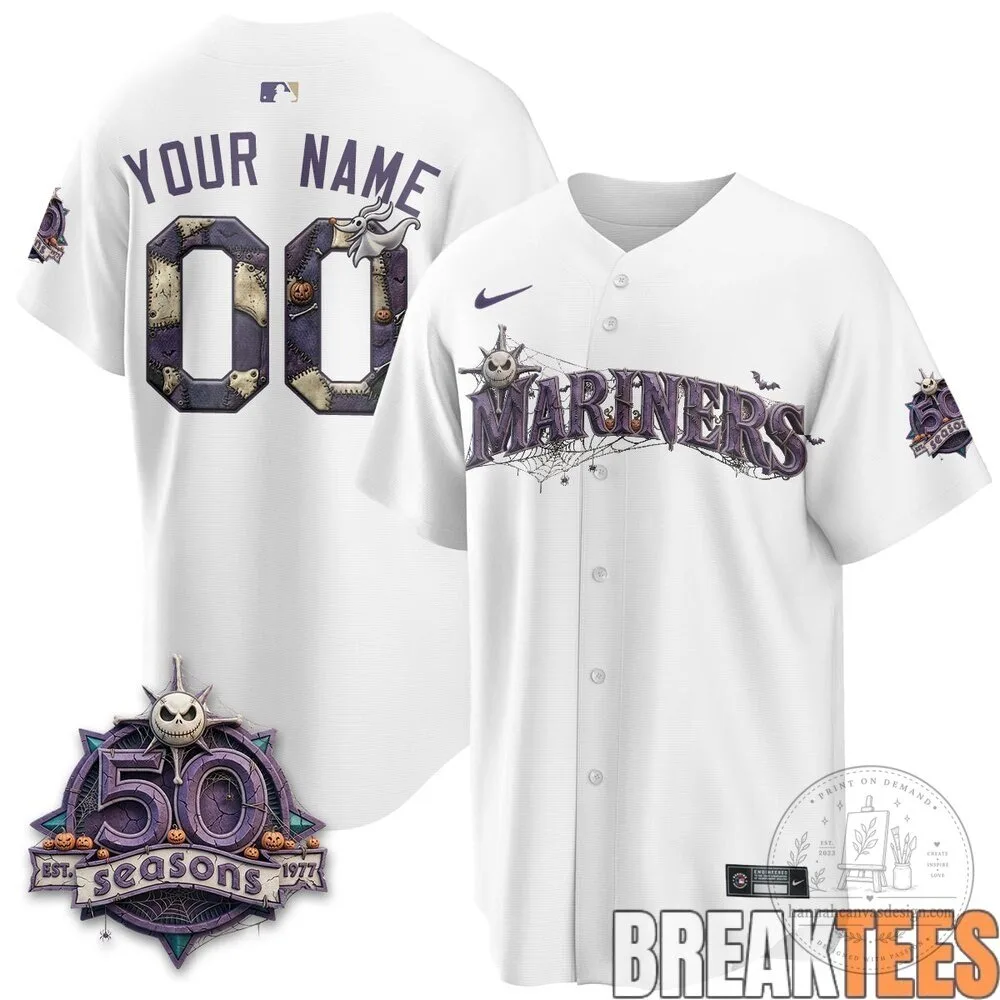 Seattle Mariners Nightmare Before Christmas Halloween Baseball Jersey