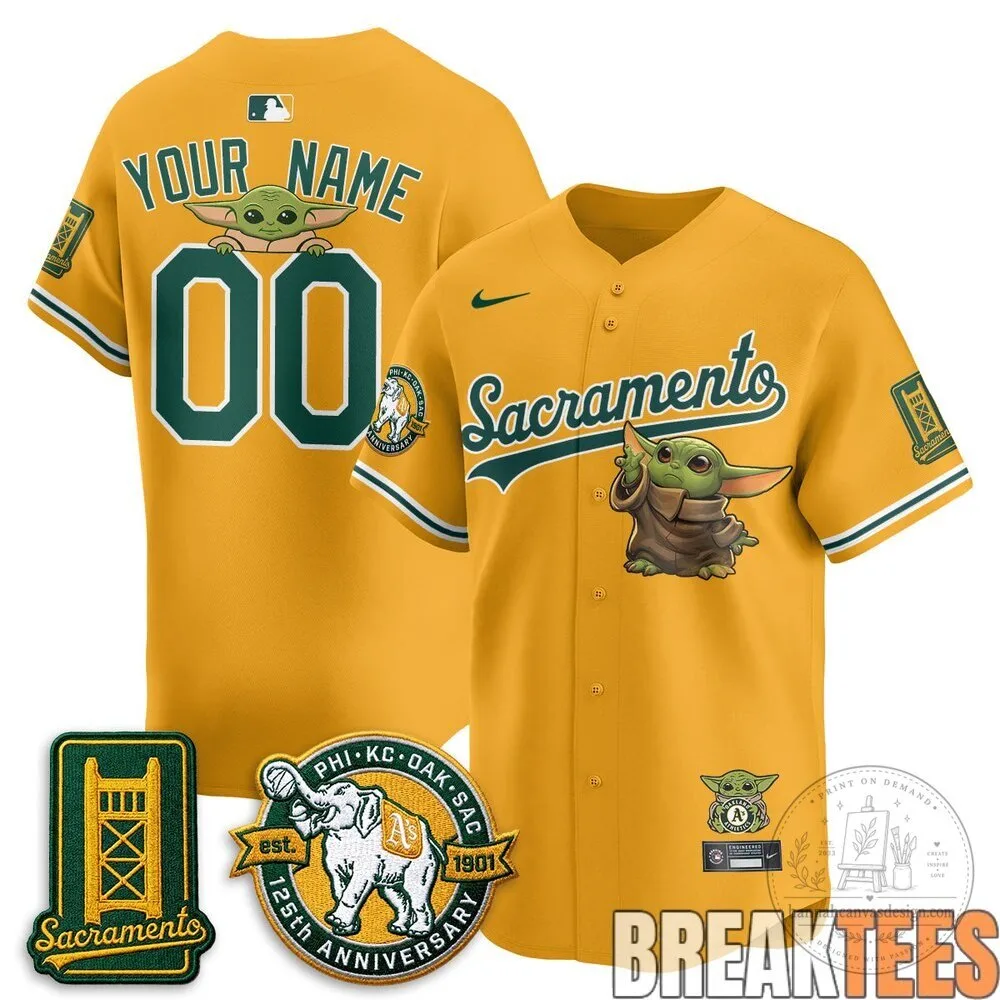 Oakland Athletics Baby Yoda Star Wars Grogu Custom Baseball Jersey