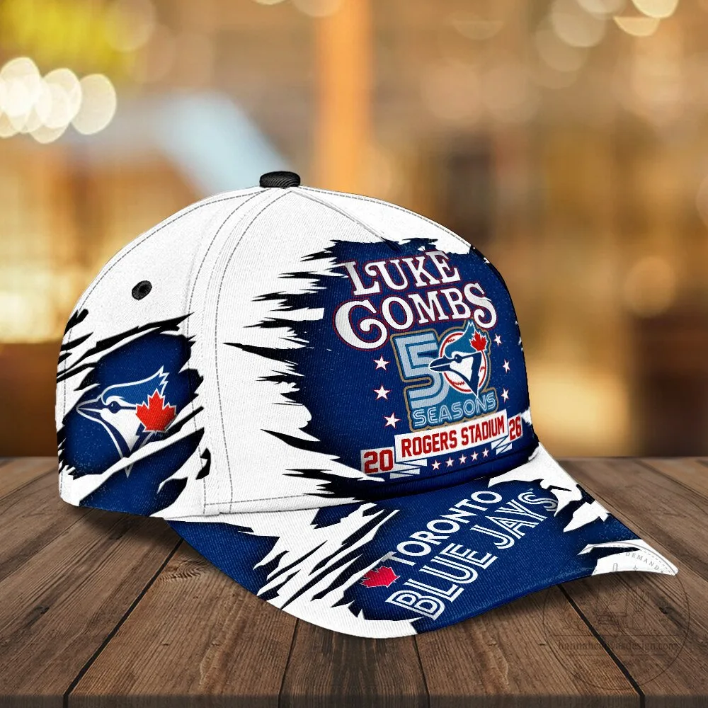 Luke Combs Toronto Blue Jays Rogers Stadium 50 Seasons Baseball Cap Hat 5 Luke Combs Toronto Blue Jays Rogers Stadium 50 Seasons Baseball Cap Hat