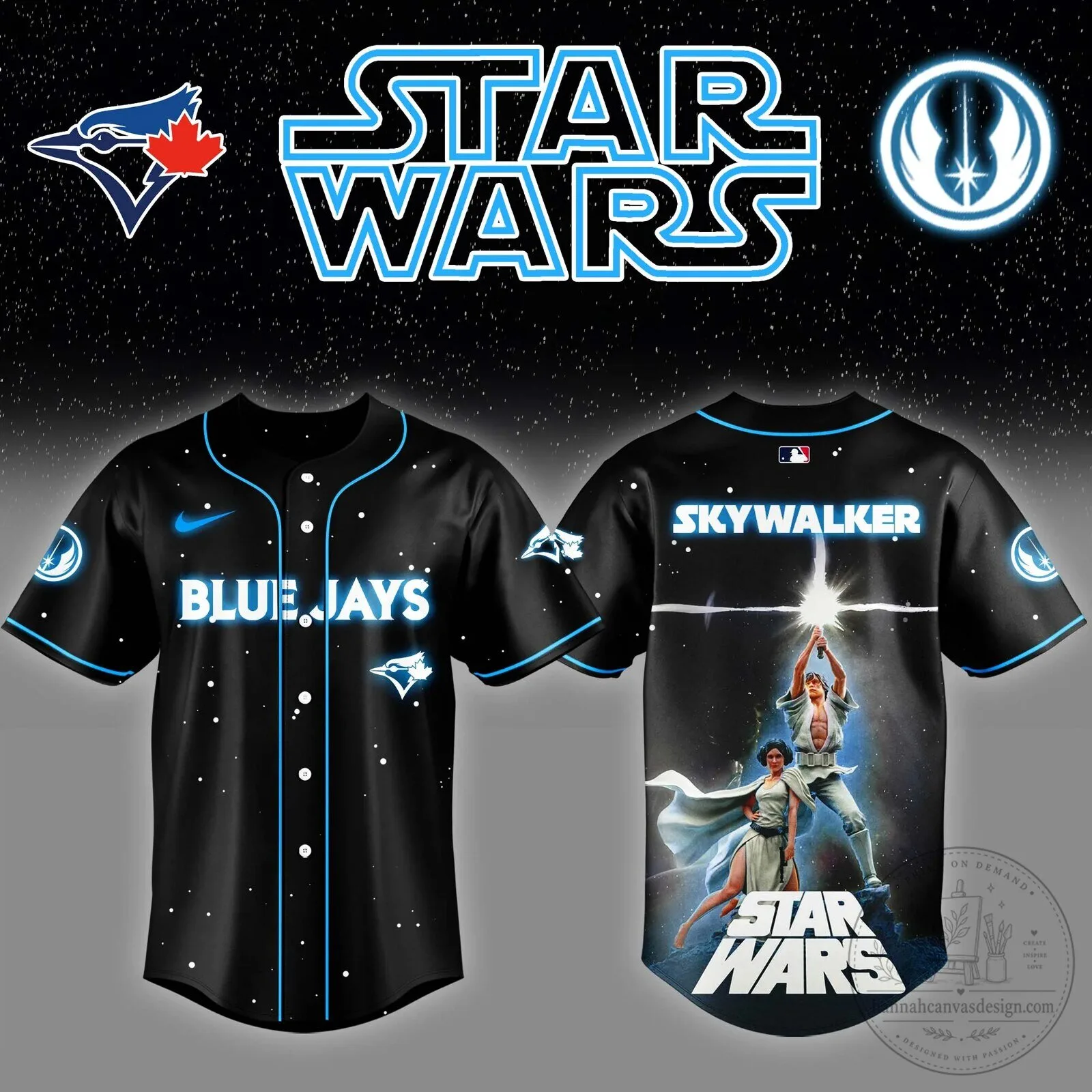 Luke Skywalker Toronto Blue Jays Star Wars Baseball Jersey