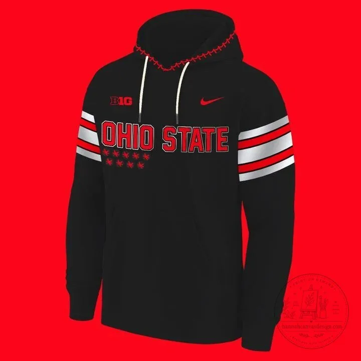 Ohio State Football Black and Red Striped Hoodie with Block O 4 Ohio State Football Black and Red Striped Hoodie with Block O