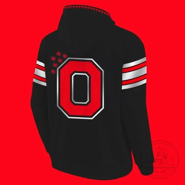 Ohio State Football Black and Red Striped Hoodie with Block O 5 Ohio State Football Black and Red Striped Hoodie with Block O