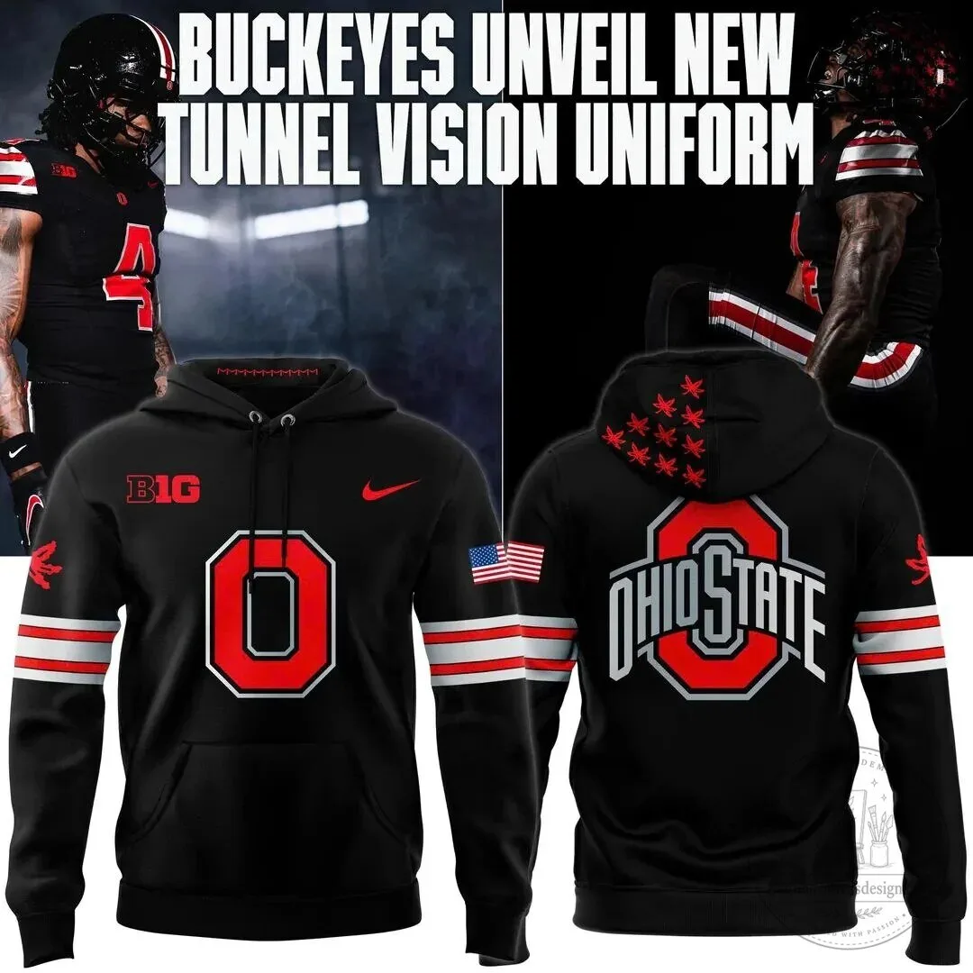 Ohio State Football Buckeyes Tunnel Vision Uniform Black Hoodie