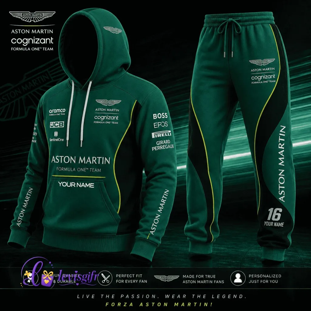Aston Martin Racing Fan Gift Formula One Team Hoodie and Pants Set Aston Martin Racing Fan Gift Formula One Team Hoodie and Pants Set