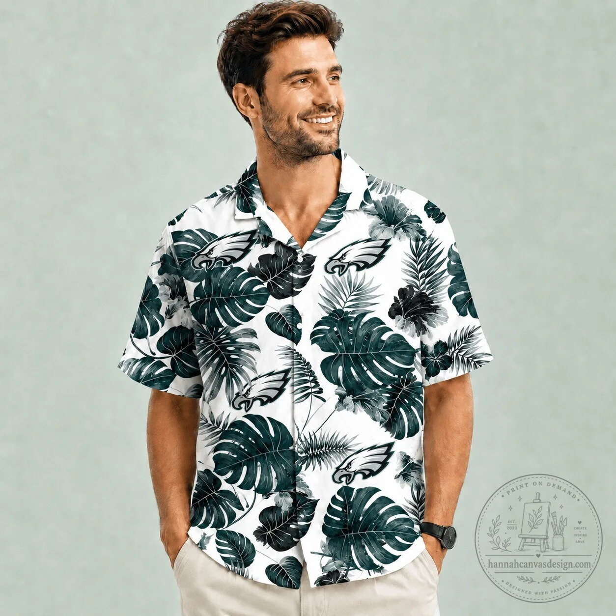 Philadelphia Eagles Fan Tropical Leaves Hawaiian Shirt