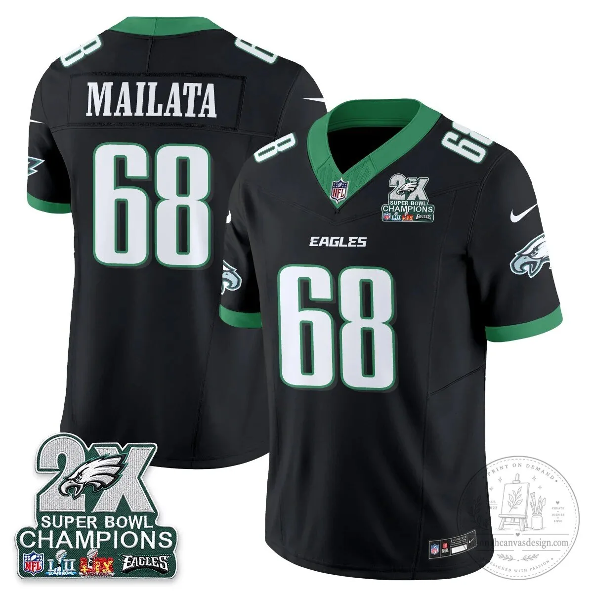 Philadelphia Eagles Fan Jalen Hurts Super Bowl Champions Black Football Jersey 49 Philadelphia Eagles Fan Jalen Hurts Super Bowl Champions Black Football Jersey
