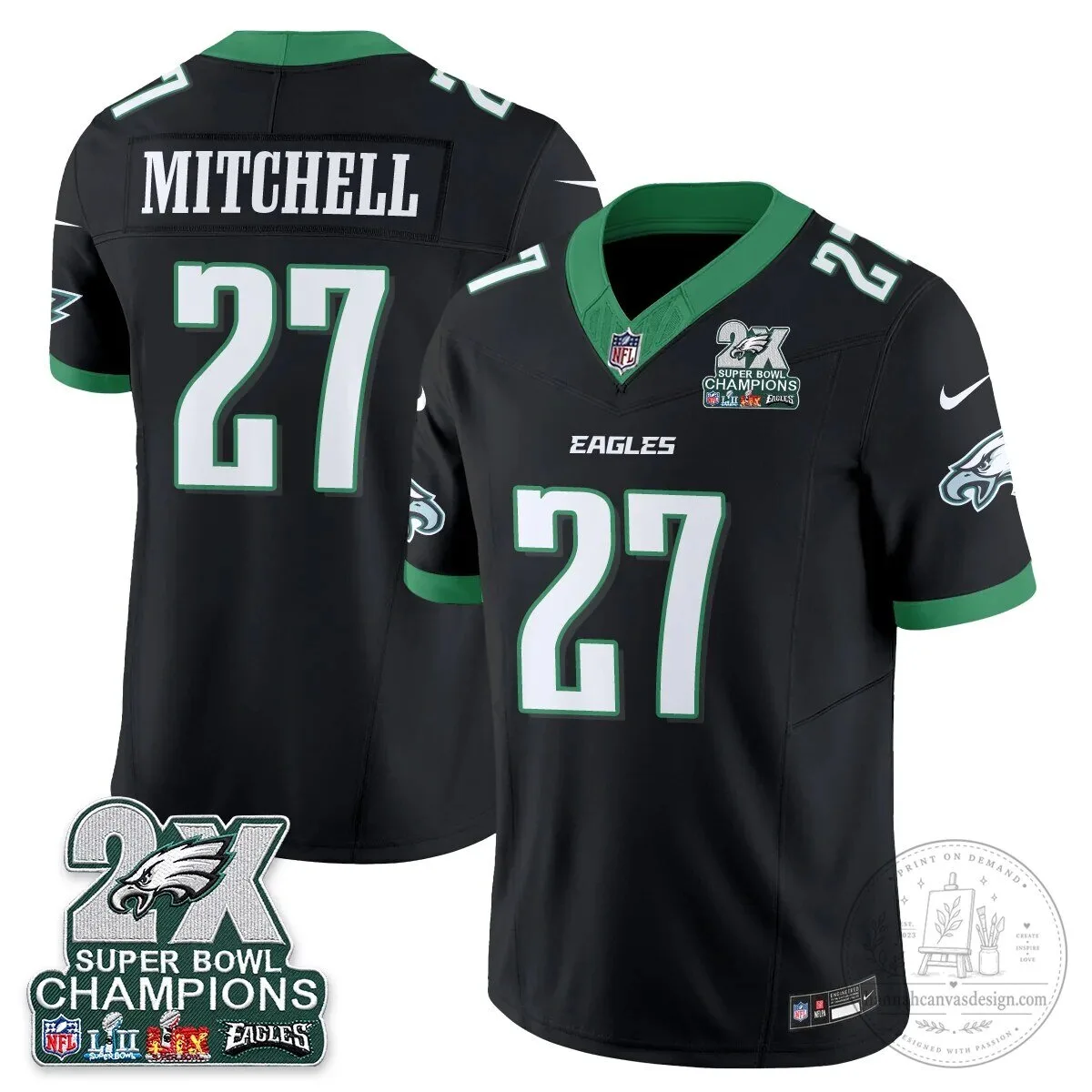 Philadelphia Eagles Fan Jalen Hurts Super Bowl Champions Black Football Jersey 51 Philadelphia Eagles Fan Jalen Hurts Super Bowl Champions Black Football Jersey