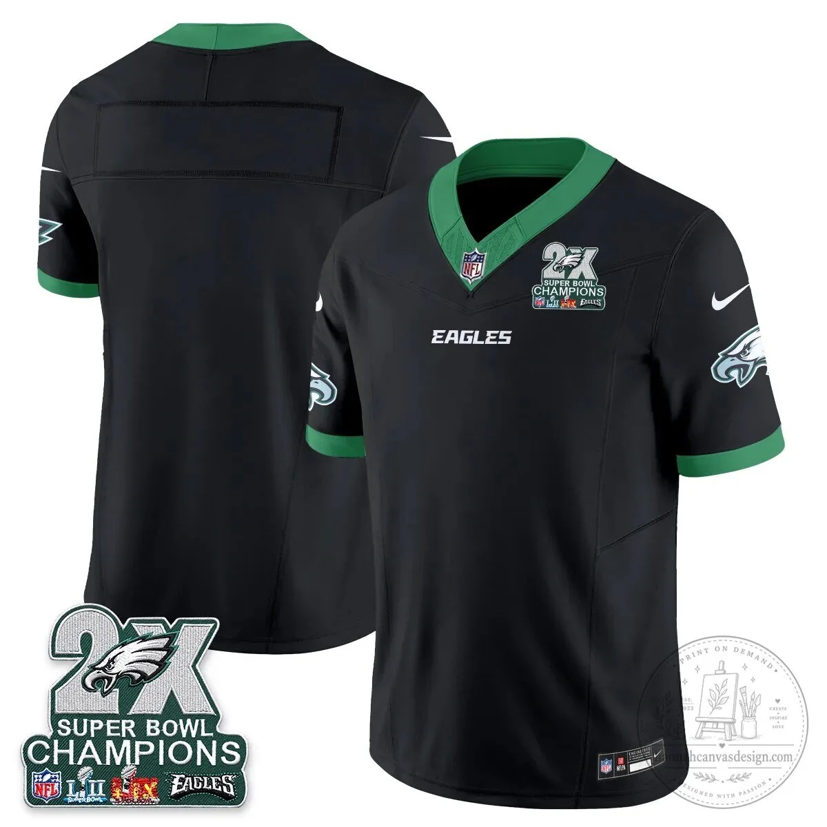 Philadelphia Eagles Fan Jalen Hurts Super Bowl Champions Black Football Jersey 52 Philadelphia Eagles Fan Jalen Hurts Super Bowl Champions Black Football Jersey