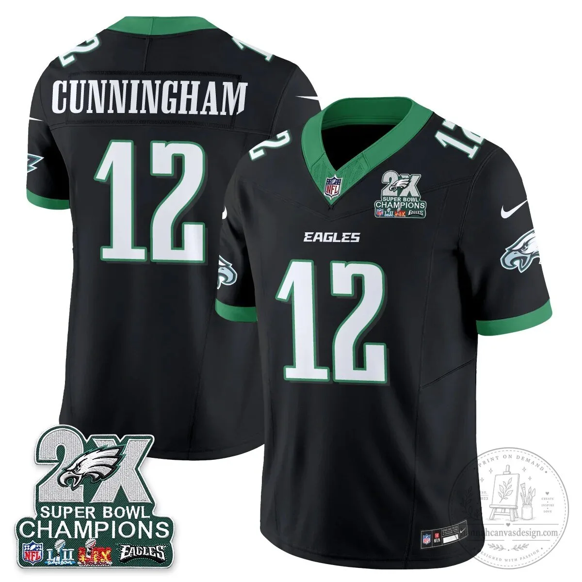 Philadelphia Eagles Fan Jalen Hurts Super Bowl Champions Black Football Jersey 53 Philadelphia Eagles Fan Jalen Hurts Super Bowl Champions Black Football Jersey