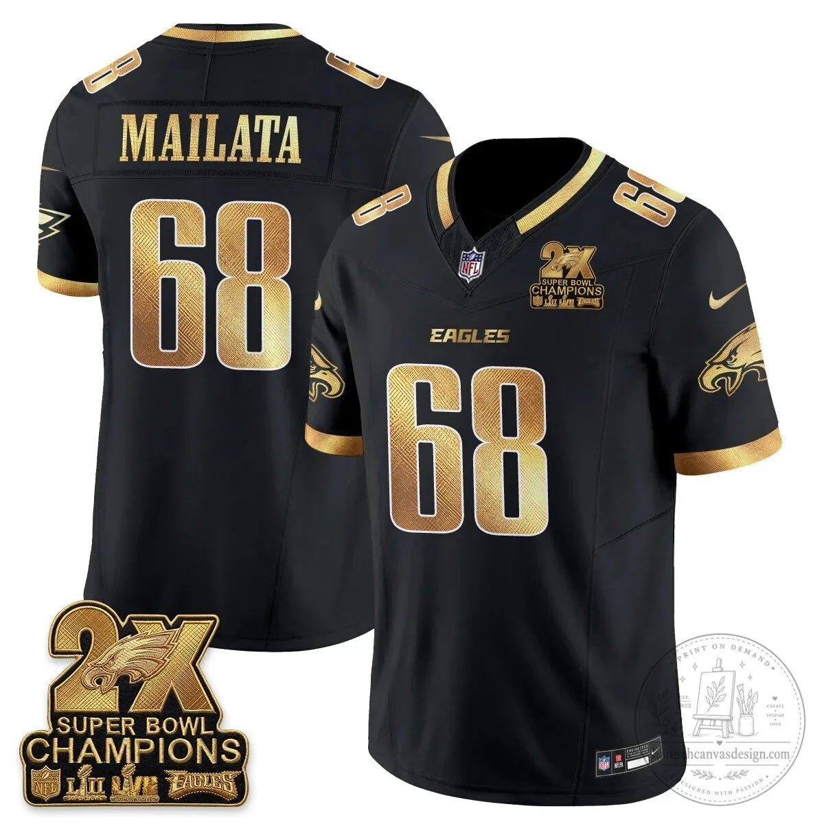 Philadelphia Eagles Fan Jalen Hurts Super Bowl Champions Black Football Jersey 60 Philadelphia Eagles Fan Jalen Hurts Super Bowl Champions Black Football Jersey