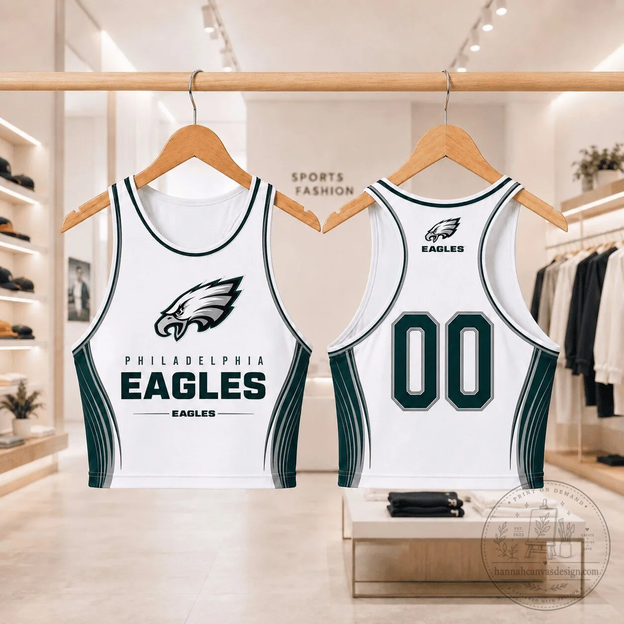 Philadelphia Eagles Fan Athletic Crop Top Tank Top for Women