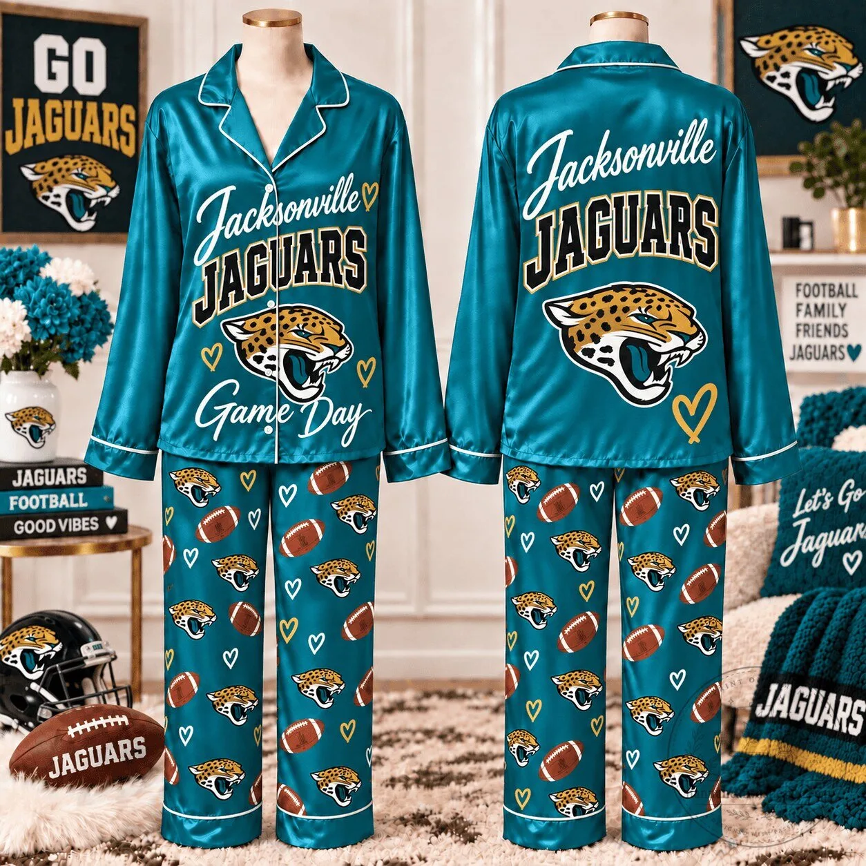 Jacksonville Jaguars Football Team Game Day Pajamas Set for Women