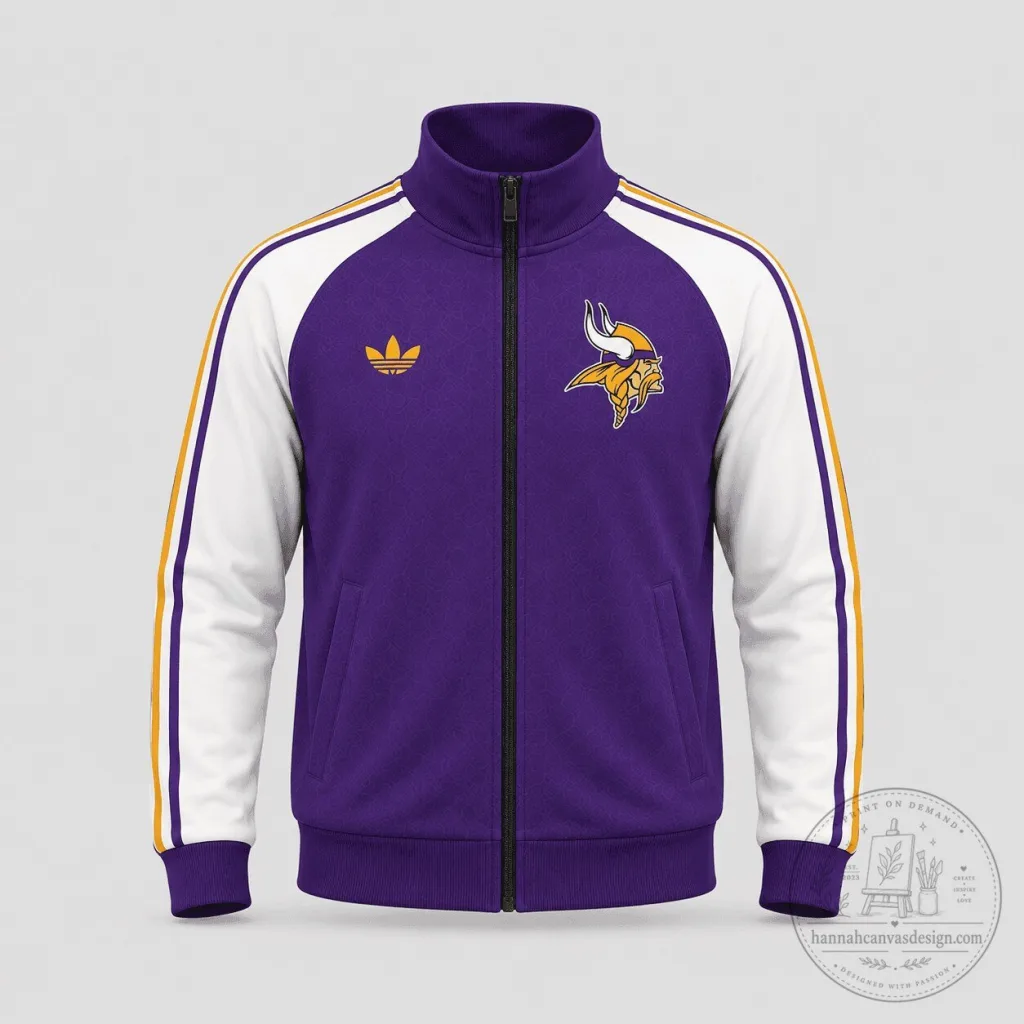 Minnesota Vikings Football Team Purple and White Full-Zip Track Jacket Minnesota Vikings Football Team Purple and White Full-Zip Track Jacket