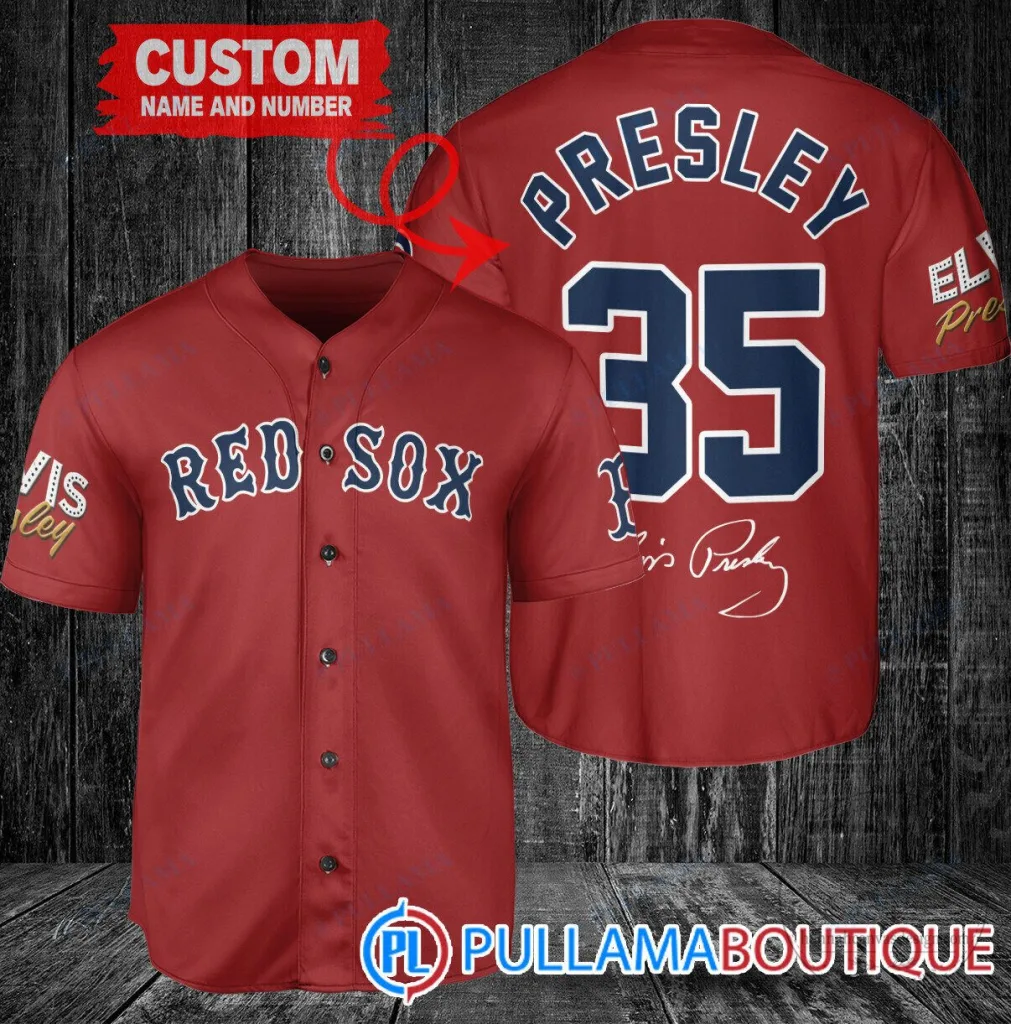 Boston Red Sox Baseball Elvis Presley Personalized Red Baseball Jersey 4 Boston Red Sox Baseball Elvis Presley Personalized Red Baseball Jersey