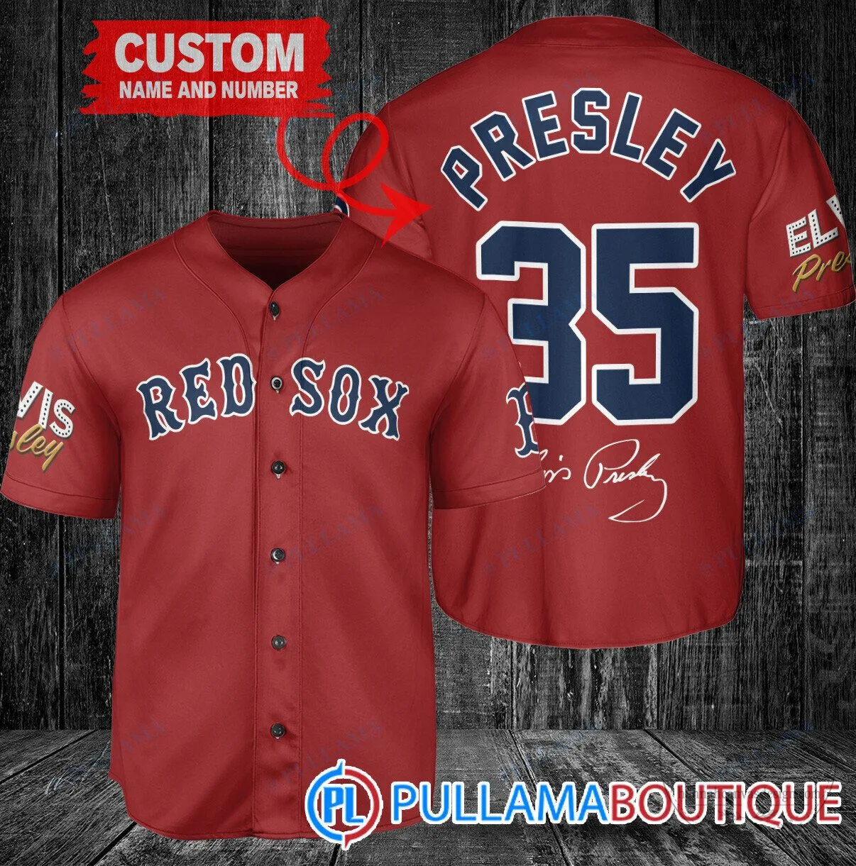 Boston Red Sox Baseball Elvis Presley Personalized Red Baseball Jersey