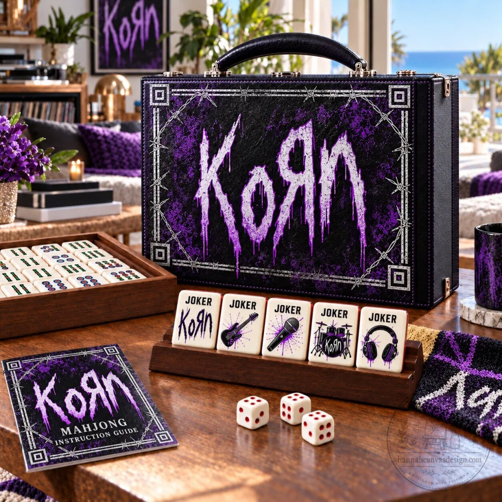 Korn Band Logo Mahjong Game Set with Carrying Case and Tiles Korn Band Logo Mahjong Game Set with Carrying Case and Tiles