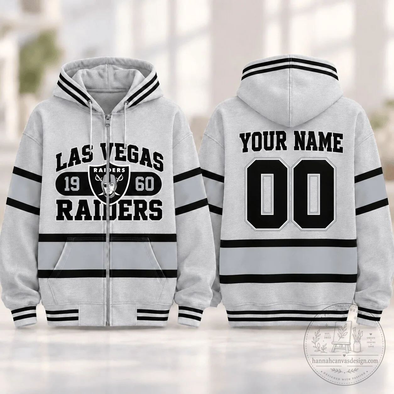 Las Vegas Raiders NFL Varsity Stripe Full Zip Hoodie
