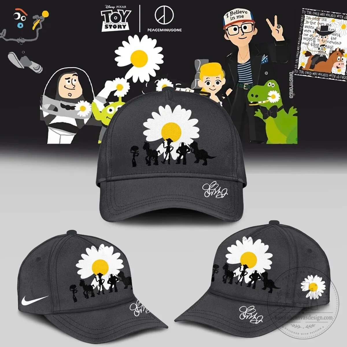 Black Graphic T-Shirt featuring Daisy Flower from Toy Story Peaceminusone 4 Black Graphic T-Shirt featuring Daisy Flower from Toy Story Peaceminusone