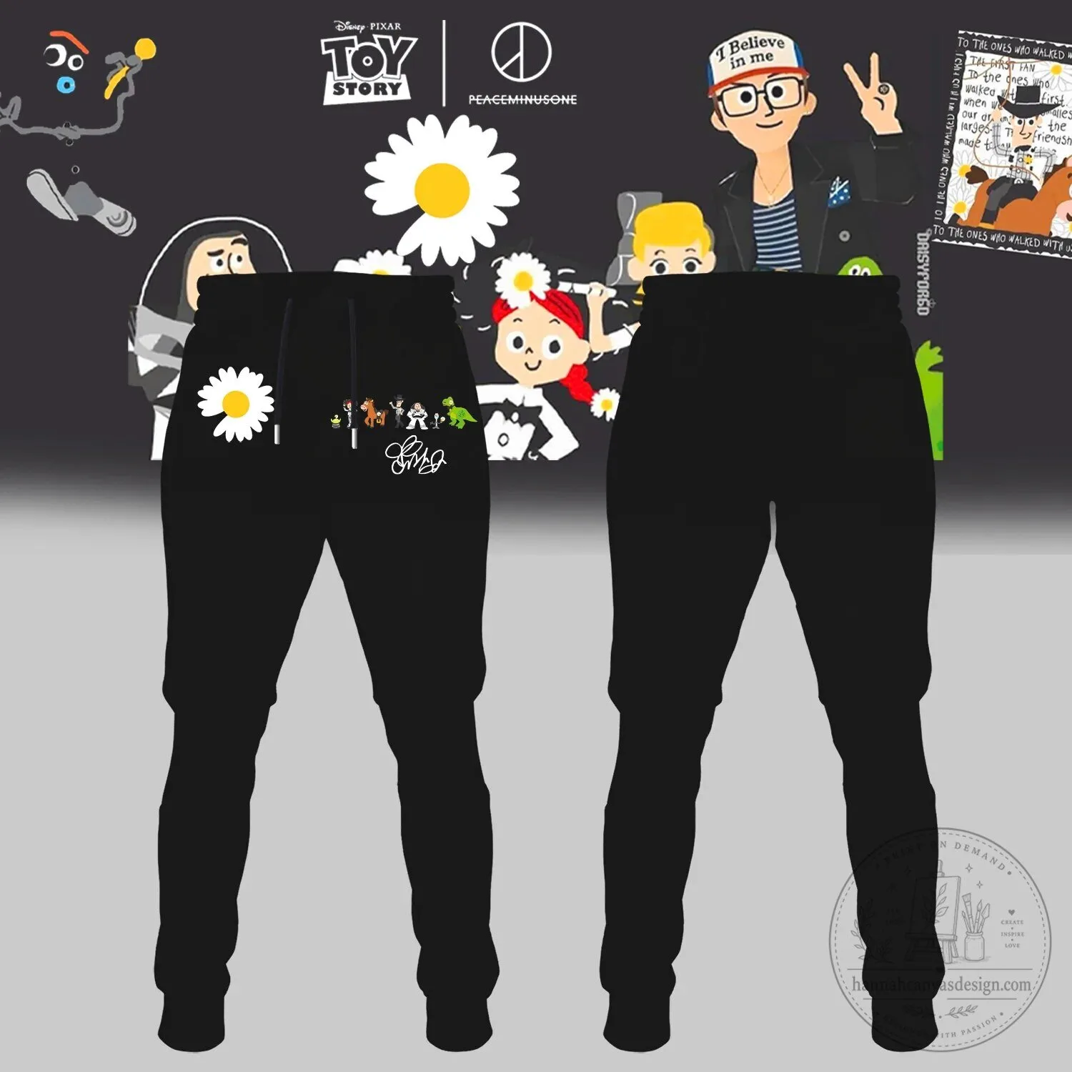 Black Graphic T-Shirt featuring Daisy Flower from Toy Story Peaceminusone 5 Black Graphic T-Shirt featuring Daisy Flower from Toy Story Peaceminusone