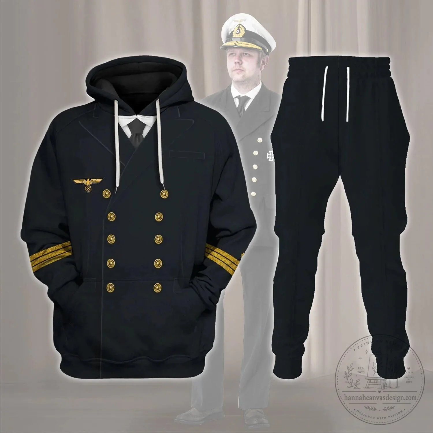 German World War II Kriegsmarine Naval Officer Uniform Costume Hoodie