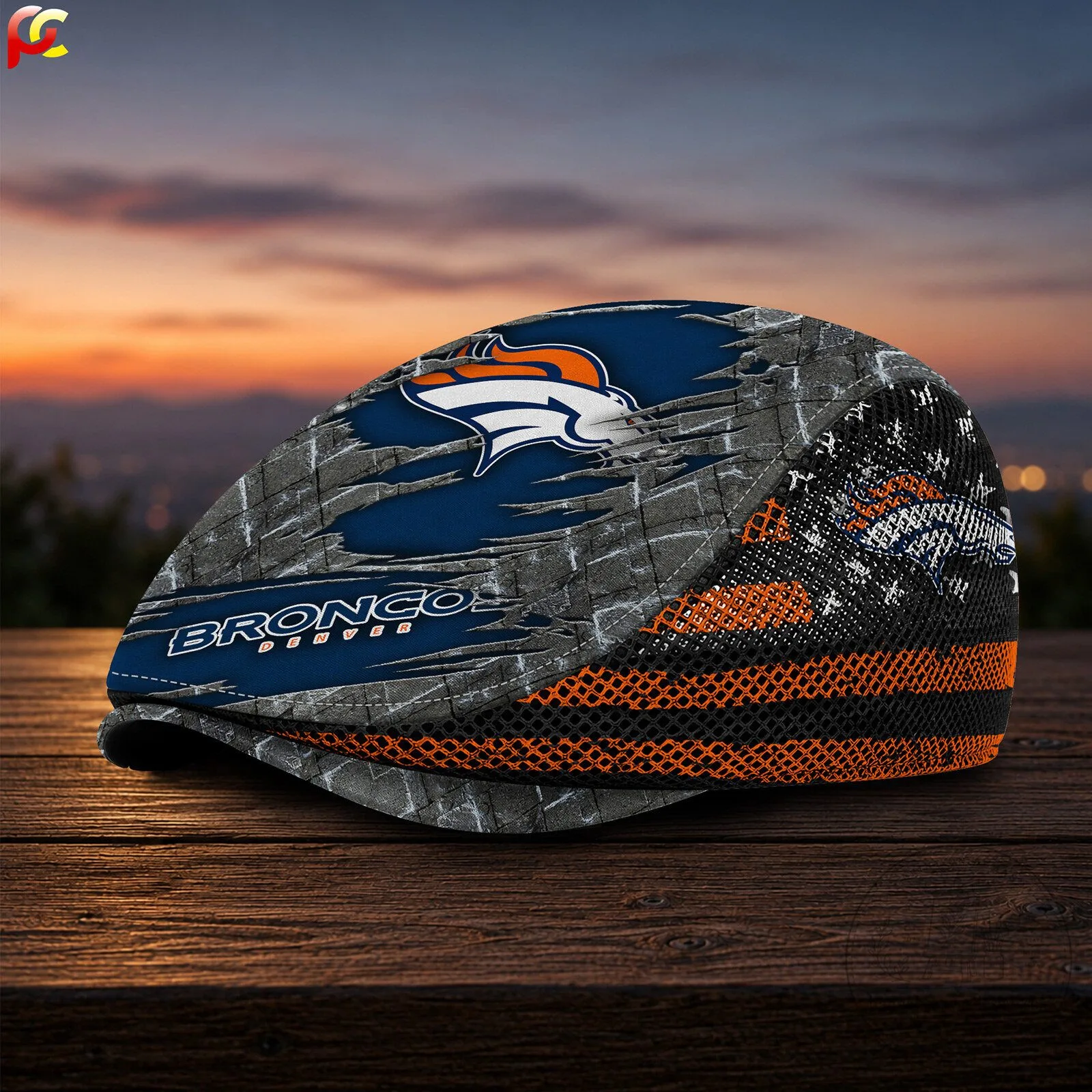 Denver Broncos Football Team Distressed Design Flat Cap Hat